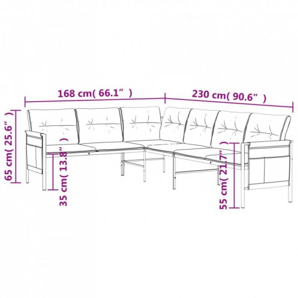 Ogrodowa sofa narożna, antracytowa, stal i textilene