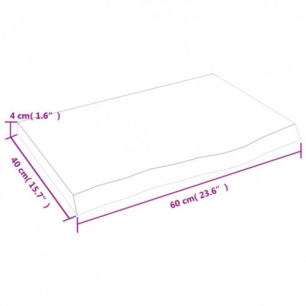 Półka, 60x40x(2-4) cm, surowe lite drewno dębowe