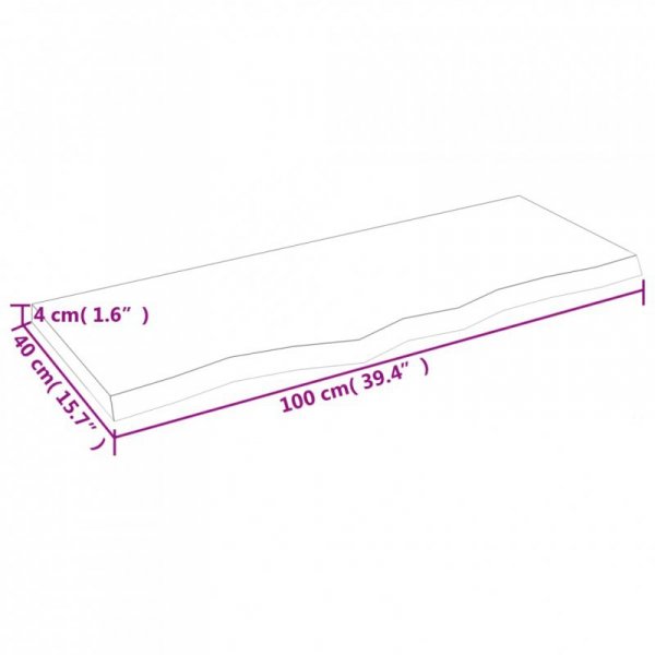 Półka, 100x40x(2-4) cm, surowe lite drewno dębowe