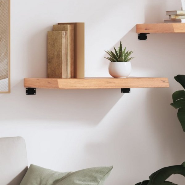 Półka, brązowa, 60x30x(2-6) cm, lakierowane lite drewno dębowe