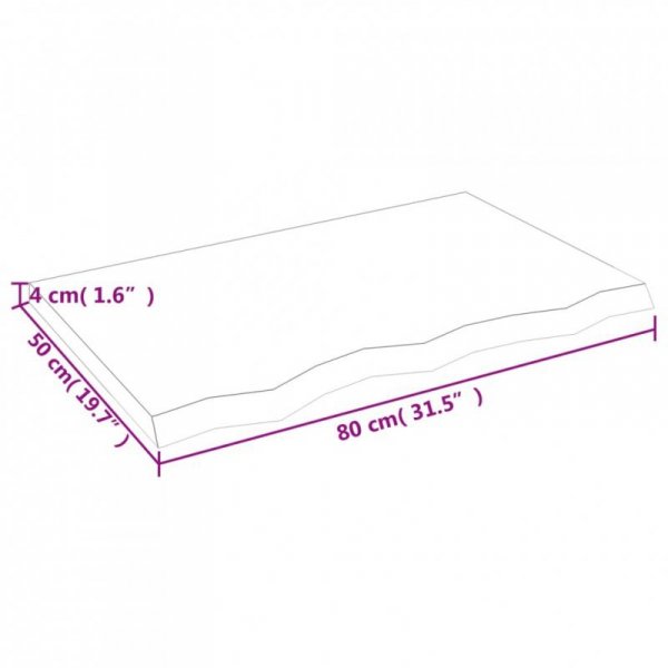 Półka, brązowa, 80x50x(2-4) cm, lakierowane lite drewno dębowe