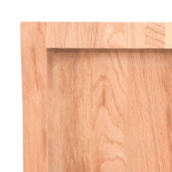 Półka, brązowa, 140x40x(2-6) cm, lakierowane lite drewno dębowe