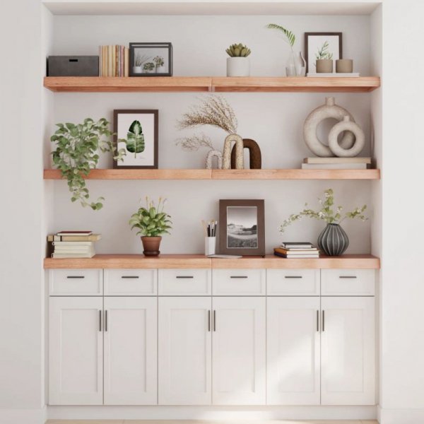 Półka, brązowa, 180x40x(2-6) cm, lakierowane lite drewno dębowe