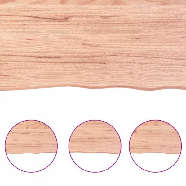 Półka, brązowa, 220x60x(2-4) cm, lakierowane lite drewno dębowe