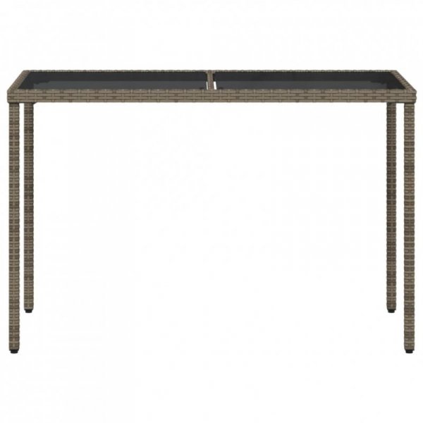 Stół ogrodowy ze szklanym blatem, szary, 115x54x74cm, rattan PE