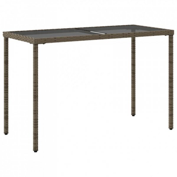 Stół ogrodowy ze szklanym blatem, szary, 115x54x74cm, rattan PE