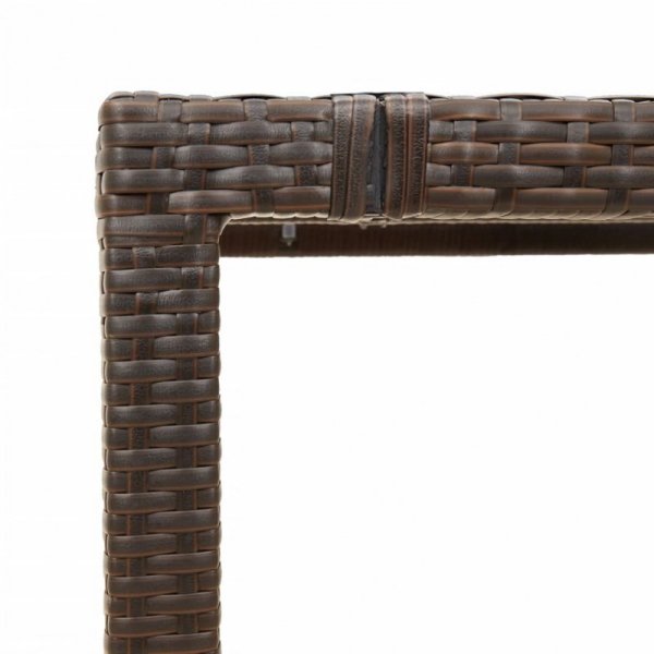 Stół ogrodowy ze szklanym blatem, brąz, 150x90x75cm, polirattan