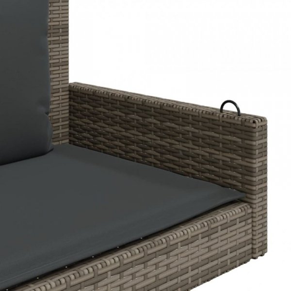 Ławka bujana z poduszkami, szara, 119x56x48 cm, polirattan