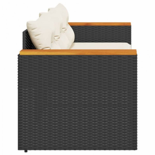 Sofa ogrodowa z poduszkami, 3-osobowa, czarna, polirattan
