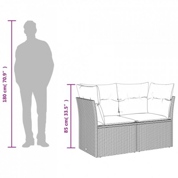 Sofa ogrodowa z poduszkami, 2-osobowa, czarna, polirattan