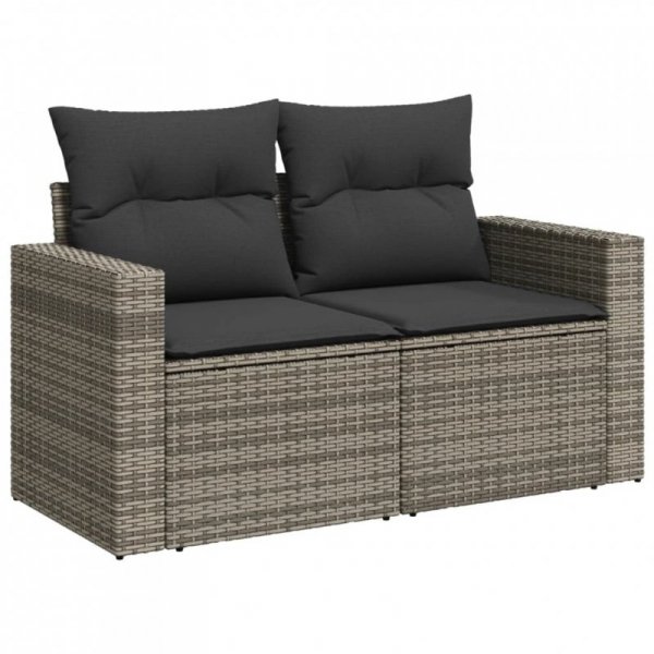 Sofa ogrodowa z poduszkami, 2-osobowa, szara, polirattan