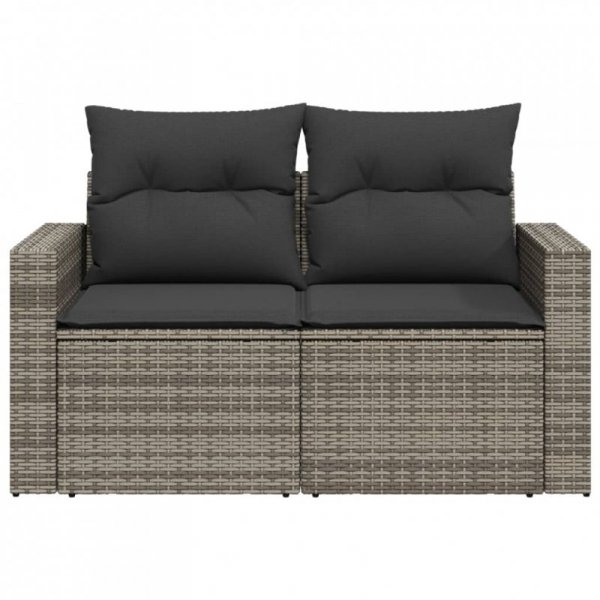 Sofa ogrodowa z poduszkami, 2-osobowa, szara, polirattan