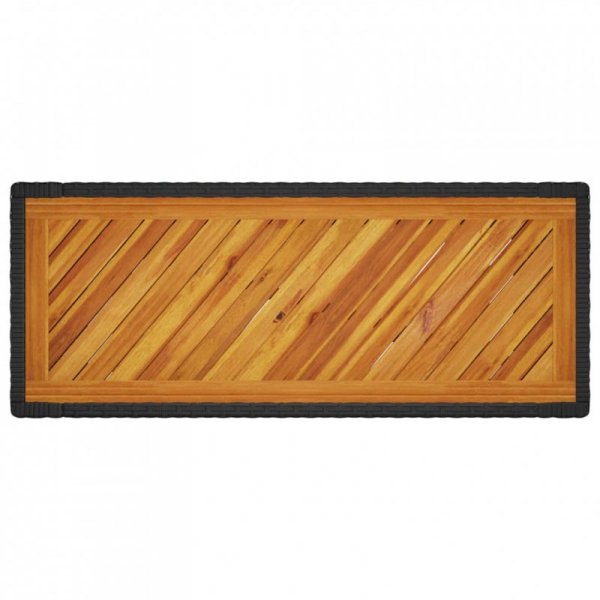 Stolik ogrodowy z drewnianym blatem, czarny, 100x40x75 cm