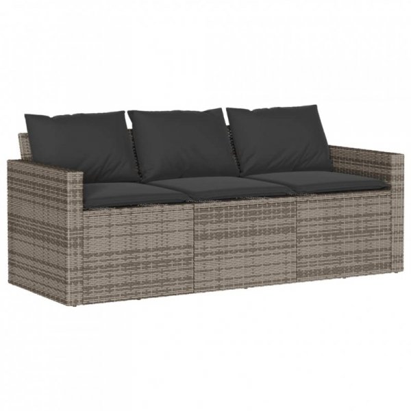 3-osobowa sofa ogrodowa z poduszkami, szara, polirattan