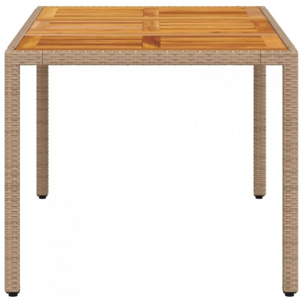 Stół ogrodowy, beżowy 150x90x75 cm, rattan PE i drewno akacjowe