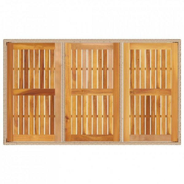 Stół ogrodowy, beżowy 150x90x75 cm, rattan PE i drewno akacjowe