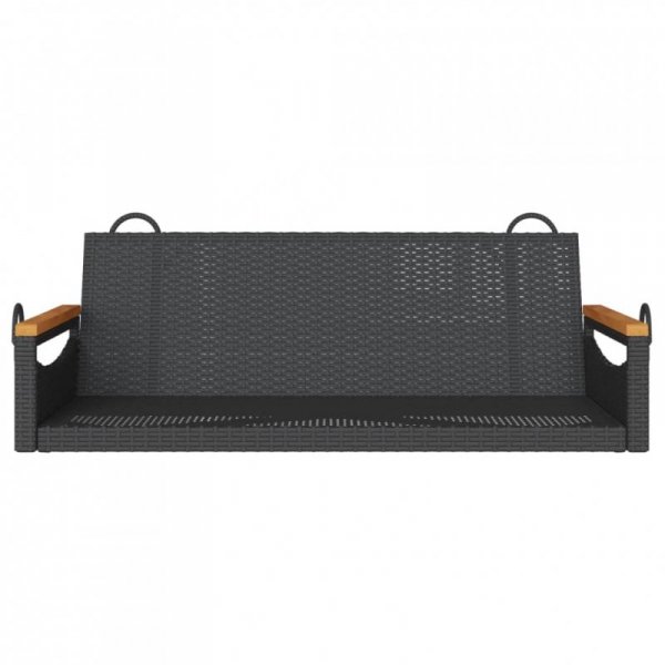 Ławka bujana, czarna, 109x62x40 cm, polirattan