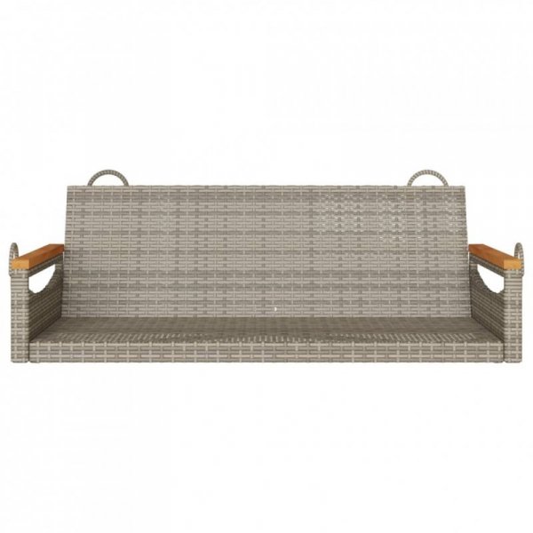 Ławka bujana, szara, 109x62x40 cm, polirattan