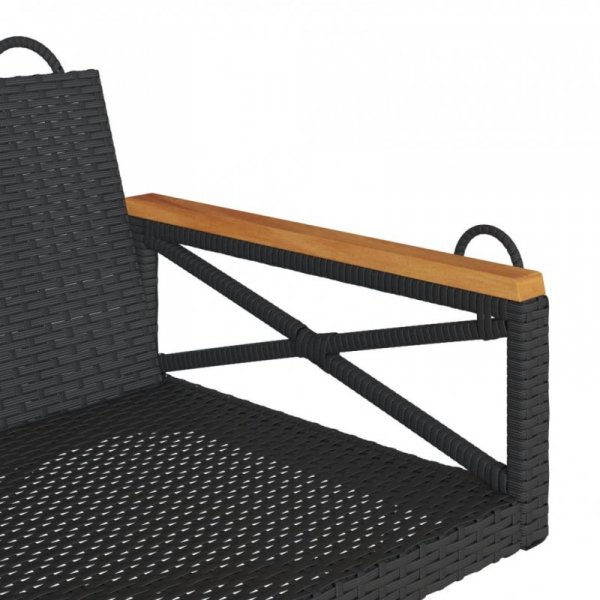 Ławka bujana, czarna, 109x62x40 cm, polirattan