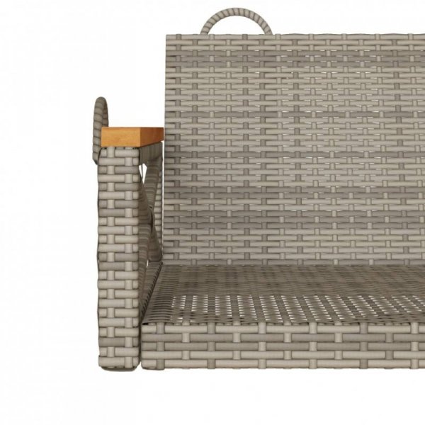 Ławka bujana, szara, 109x62x40 cm, polirattan