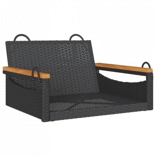 Ławka bujana, czarna, 63x62x40 cm, polirattan