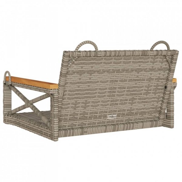 Ławka bujana, szara, 63x62x40 cm, polirattan