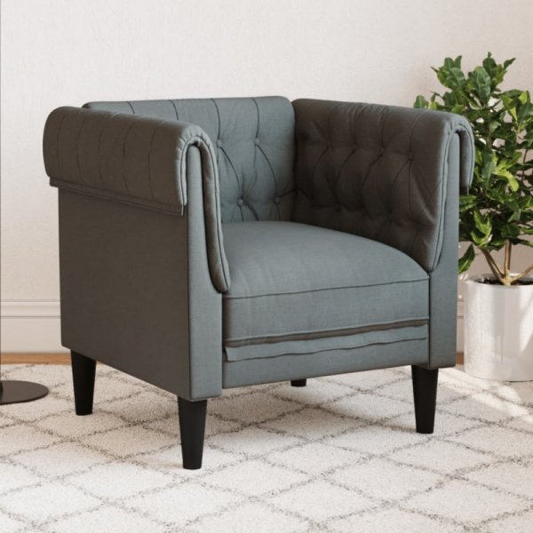 Fotel Chesterfield, ciemnoszary, obity tkaniną