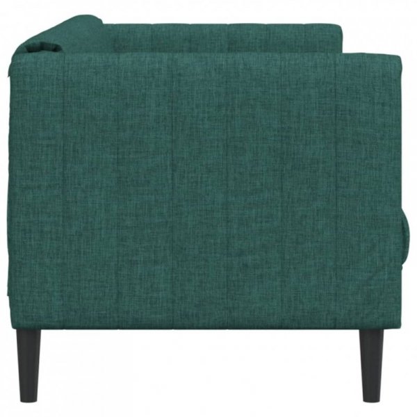 Sofa 3-osobowa, ciemnozielona, tapicerowana tkaniną