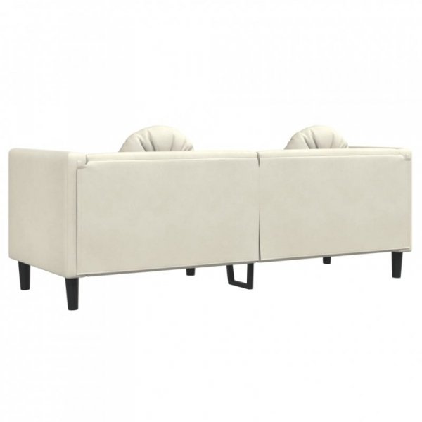 Sofa 3-osobowa z poduszkami, kremowa, aksamit