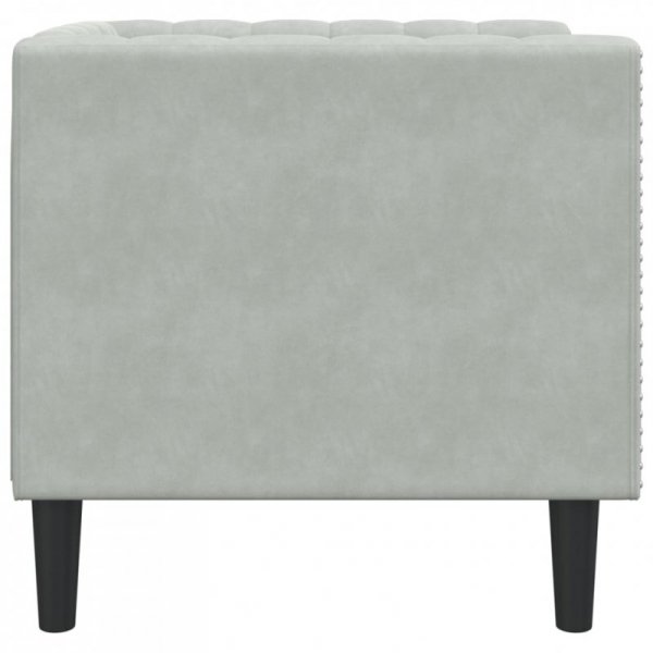 Fotel Chesterfield, jasnoszary, tapicerowany aksamitem