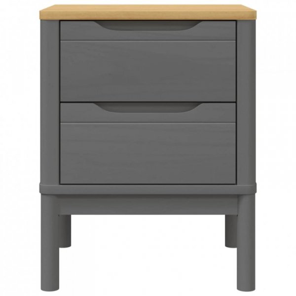 Szafka nocna FLORO, szara, 45x39x57 cm, lite drewno sosnowe