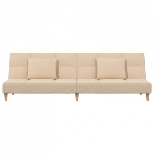 2-osobowa kanapa, 2 poduszki, kremowa, tapicerowana tkaniną