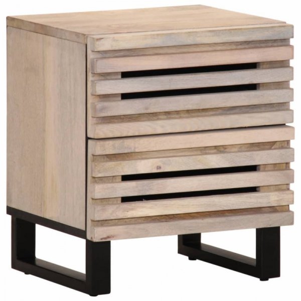 Szafki nocne, 2 szt., 40x34x46 cm, bielone drewno mango