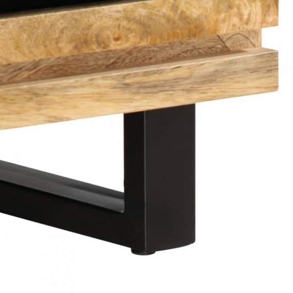 Stolik kawowy, 80x55x40 cm, surowe lite drewno mango
