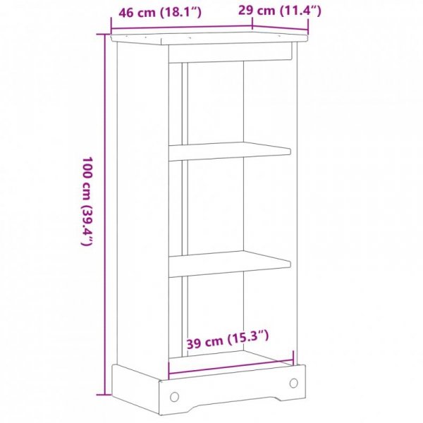 Biblioteczka Corona, 46x29x100 cm, lite drewno sosnowe