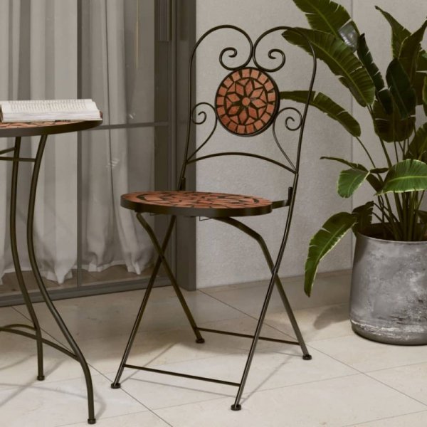 Składane krzesła bistro, 2 szt,. terakota, ceramiczne