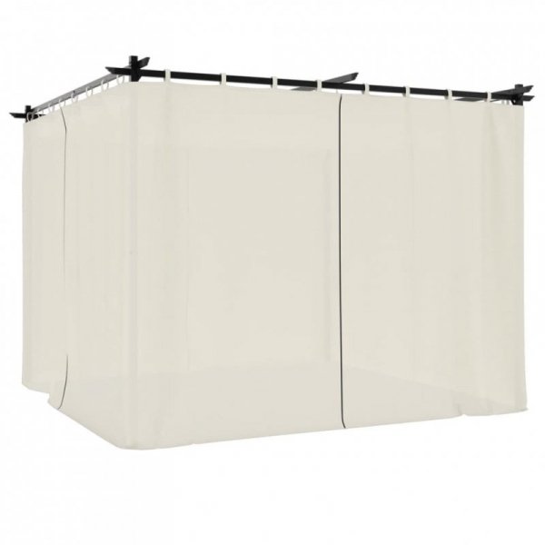 Altana ogrodowa z zasłonami, kremowa, 3x3 m, stal