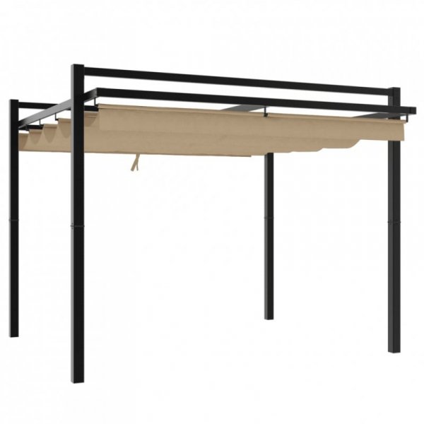Altana ogrodowa ze zwijanym dachem, taupe, 3x3 m, aluminium