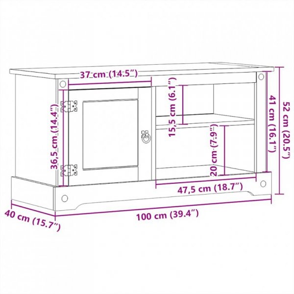 Szafka pod TV Corona, 100x40x52 cm, lite drewno sosnowe