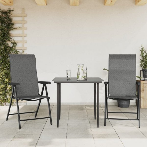 Składane krzesła ogrodowe, 2 szt., szare, rattan PE