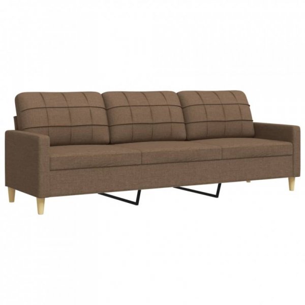 Sofa 3-osobowa, brązowa, 210 cm, tapicerowana tkaniną