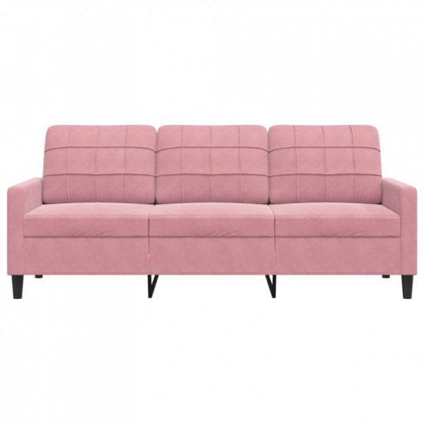 Sofa 3-osobowa, różowa, 180 cm, obita aksamitem