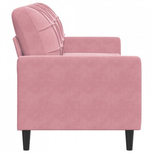 Sofa 3-osobowa, różowa, 180 cm, obita aksamitem
