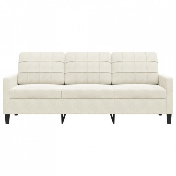 Sofa 3-osobowa, kremowy, 180 cm, tapicerowana aksamitem
