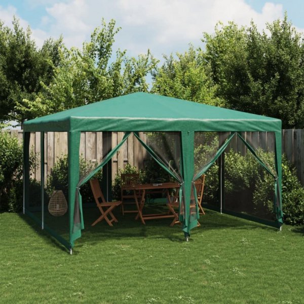 Namiot imprezowy z 8 ścianami z siatki, zielony, 4x4 m, HDPE