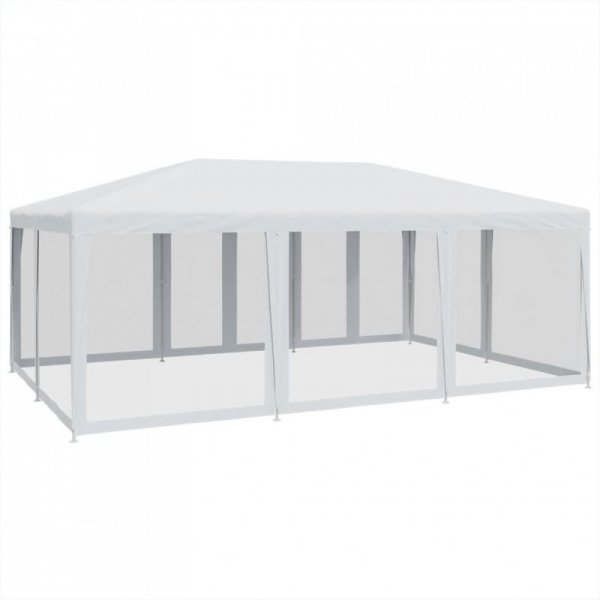 Namiot imprezowy z 10 ścianami z siatki, biały, 6x4 m, HDPE