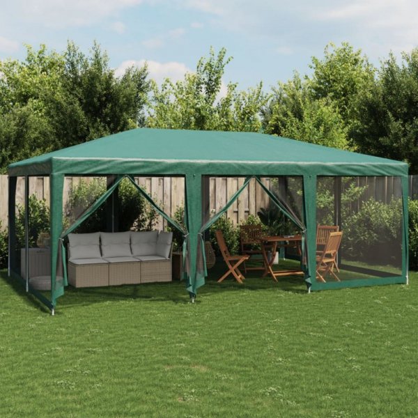 Namiot imprezowy z 10 ścianami z siatki, zielony, 6x4 m, HDPE