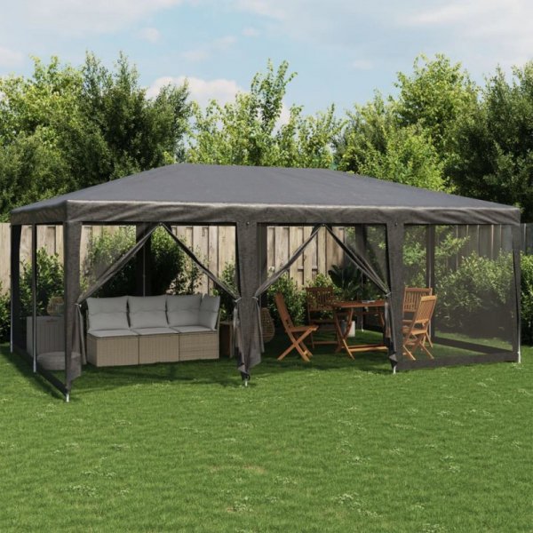Namiot imprezowy z 10 ścianami z siatki, antracyt, 6x4 m, HDPE