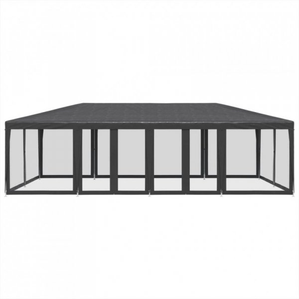 Namiot imprezowy z 12 ścianami z siatki, antracyt, 8x4 m, HDPE