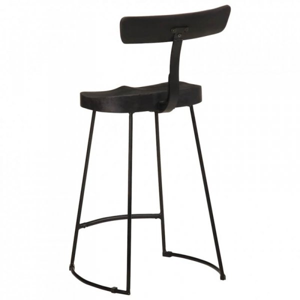 Hokery barowe 2 szt. Czarny 49x43x88 cm Drewno lite Mango